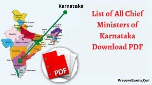 List Of All Chief Ministers Of Karnataka Download PDF - PrepareExams