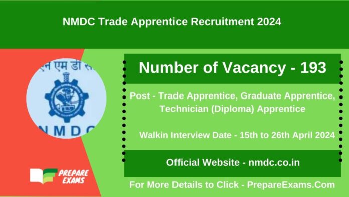 NMDC Trade Apprentice Recruitment 2024 Apply for 193 Posts