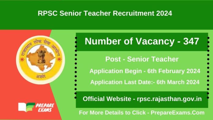 RPSC Senior Teacher Recruitment 2024