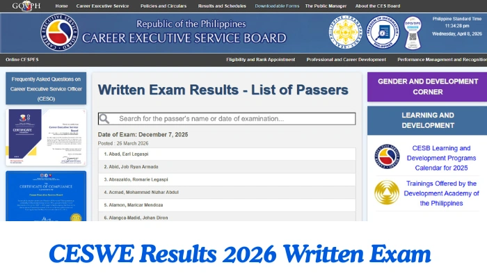 CESWE Results 2026 Written Exam