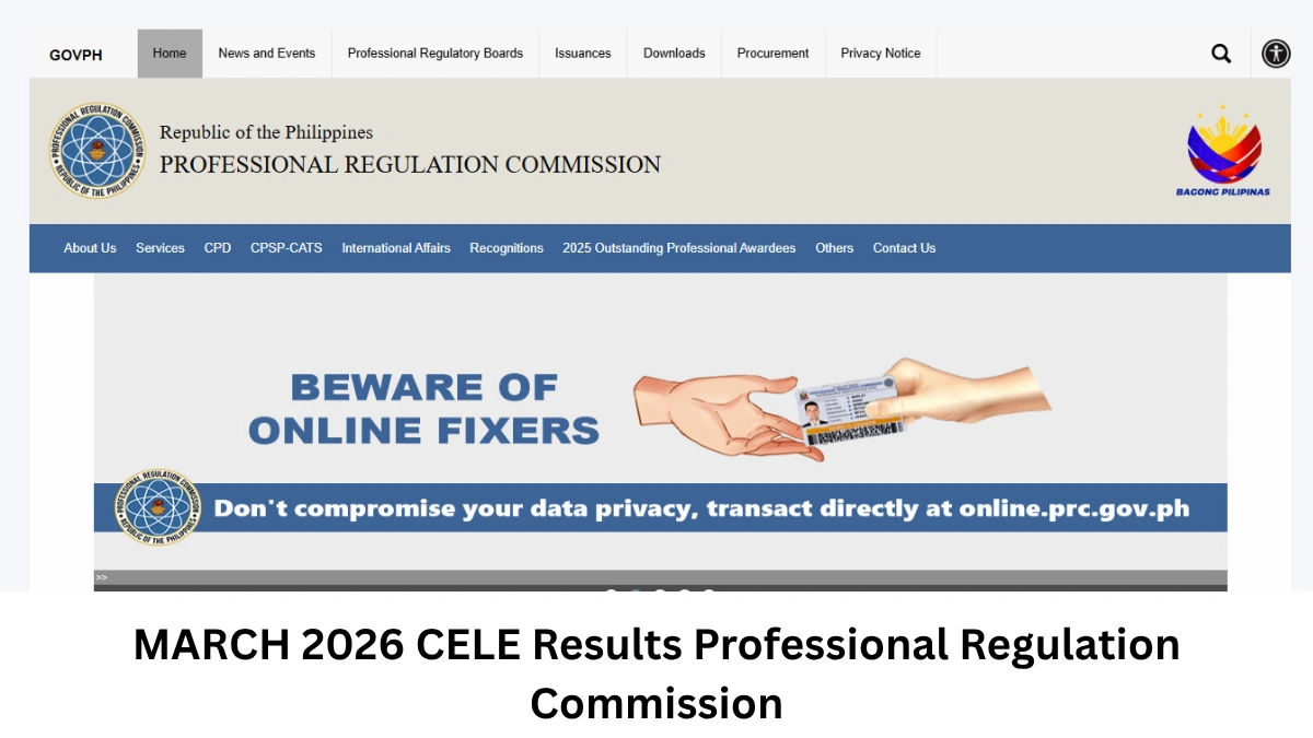 MARCH 2026 CELE Results Professional Regulation Commission