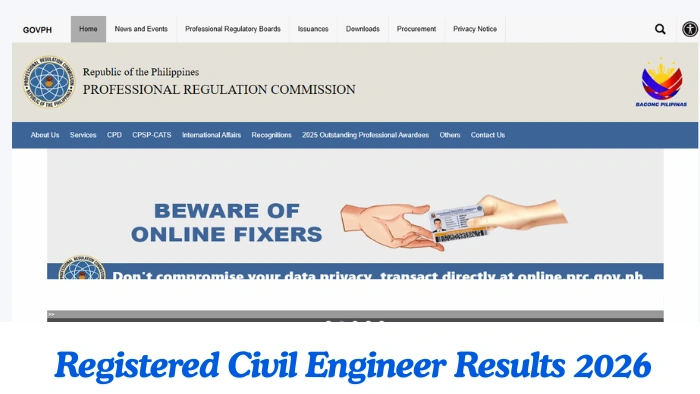 Registered Civil Engineer Results 2026
