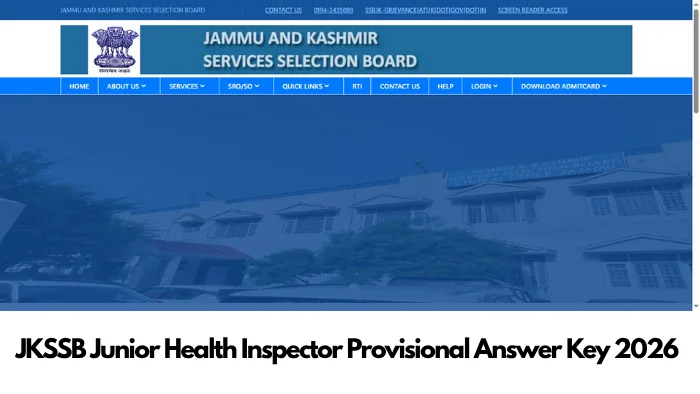 JKSSB Junior Health Inspector Provisional Answer Key 2026