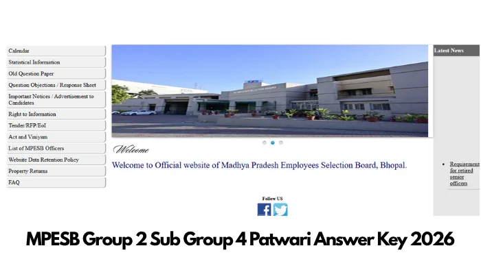 MPESB Group 2 Sub Group 4 Patwari Answer Key 2026